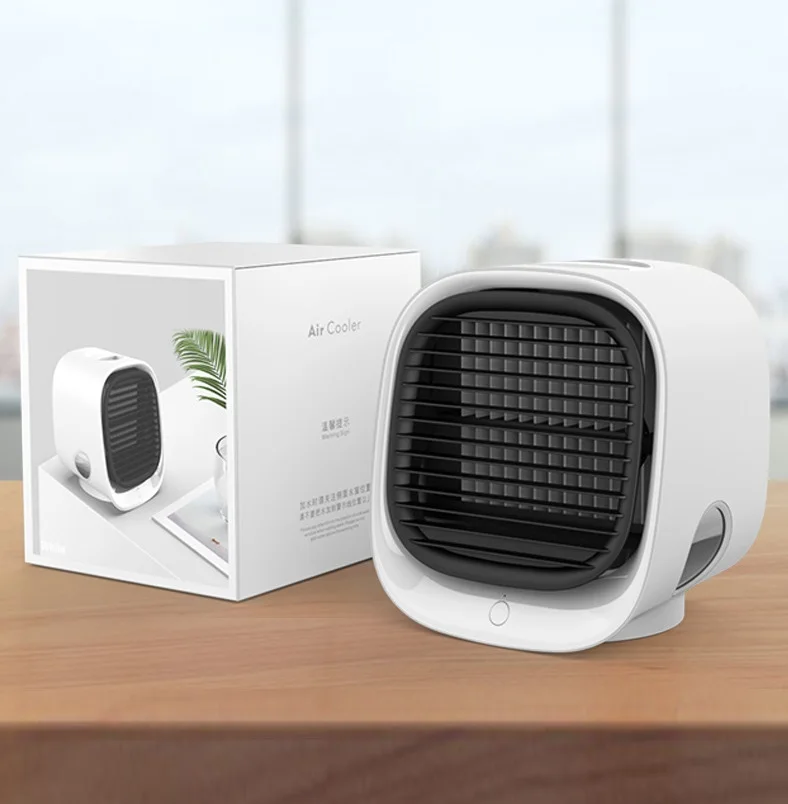 

Summer Air Cooler Fan Mini Desktop Air Conditioner with Night Light Mini USB Water Cooling Fan Humidifier Purifier Multifunction