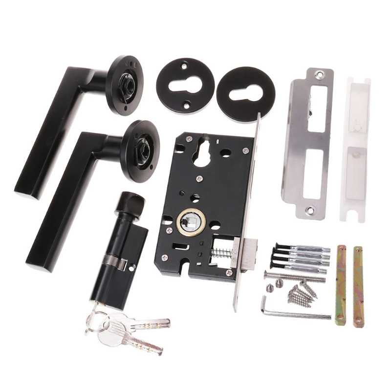 

Black Space Aluminum Door Handle Interior / Bedroom Door Lock Split Silent Door Lock ,Door Hardware