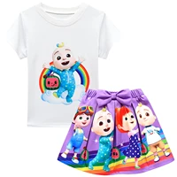 2021 new summer children clothing sets kids cute cocomelon t shirttulle tutu skirt 2pcs suits baby girls cartoon clothes set