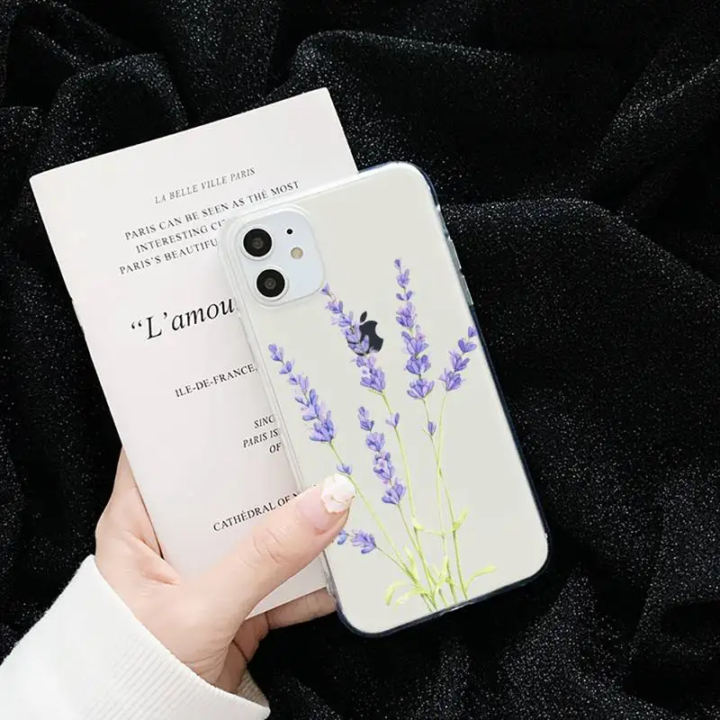 

Luxury Tropical plants Flower Phone Case Transparent for iPhone 6 7 8 11 12 s mini pro X XS XR MAX Plus cover funda shell