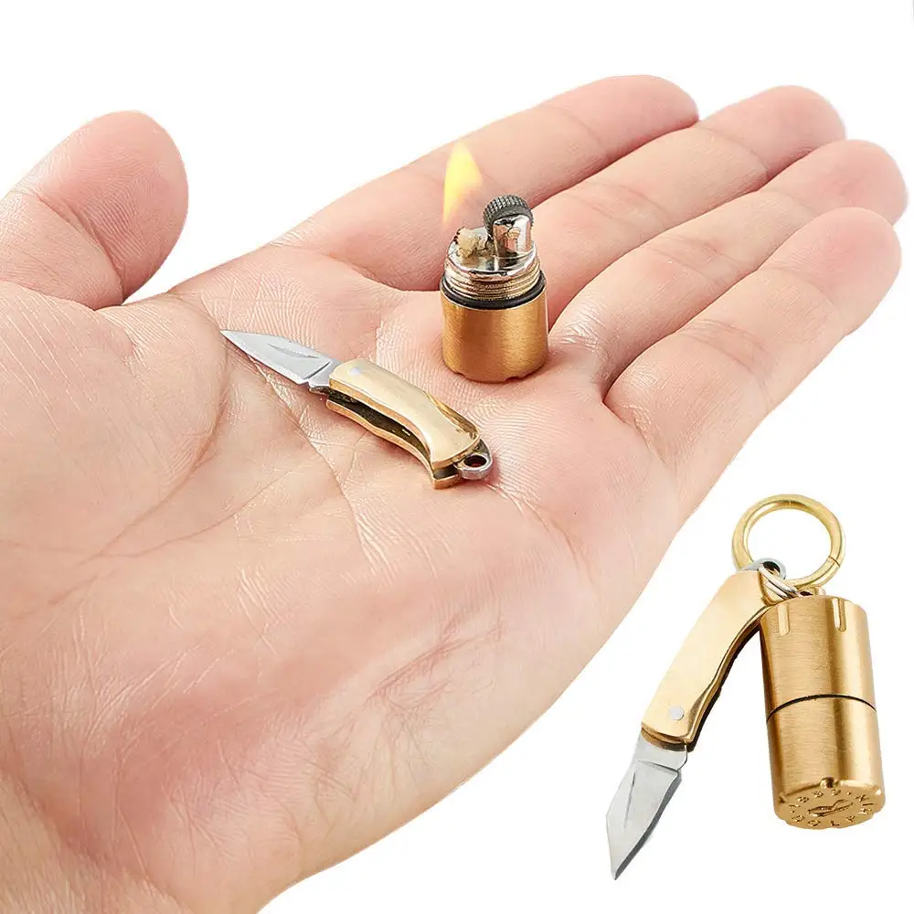 

Mini Thumb Lighter and Knife, A Simple and Practical Tool for Emergency Survival In The Wild Camping Gear Hiking Accessories