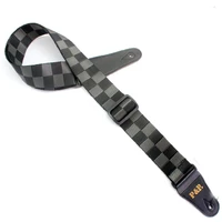 adjustable plaid nylon guitar strap checkered acoustic electric guitar bass strap with leather ends parts accessories
