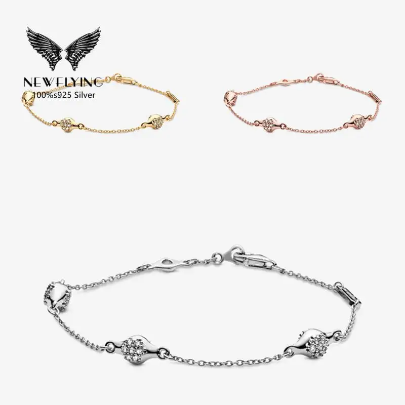 

925 Sterling Silver Modern Pave LovePods Armband Transparent Cubic Zirconia Chain Bracelet For Women Jewelry Gift