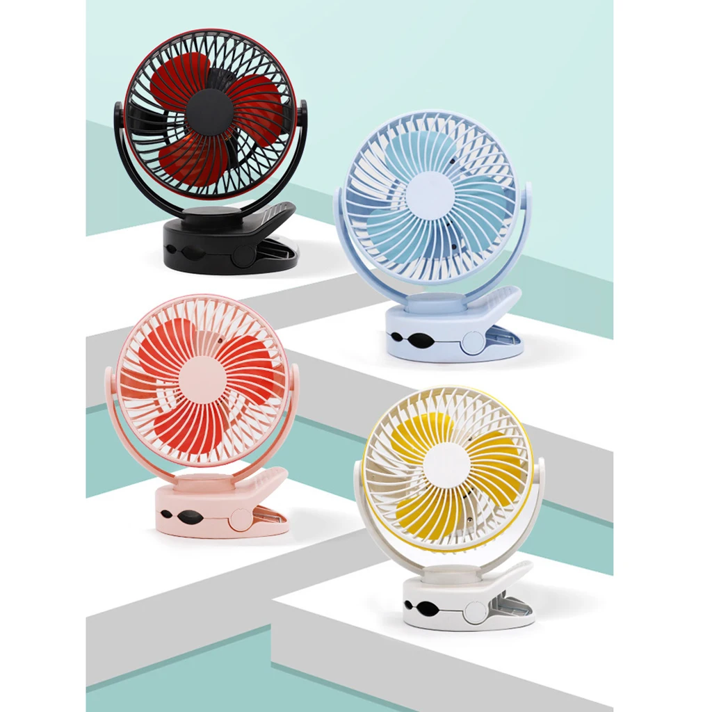 

Clip on Fan Adjustable 4-Gear USB Desk Fan w/ LED Light Dense Cover Office Home