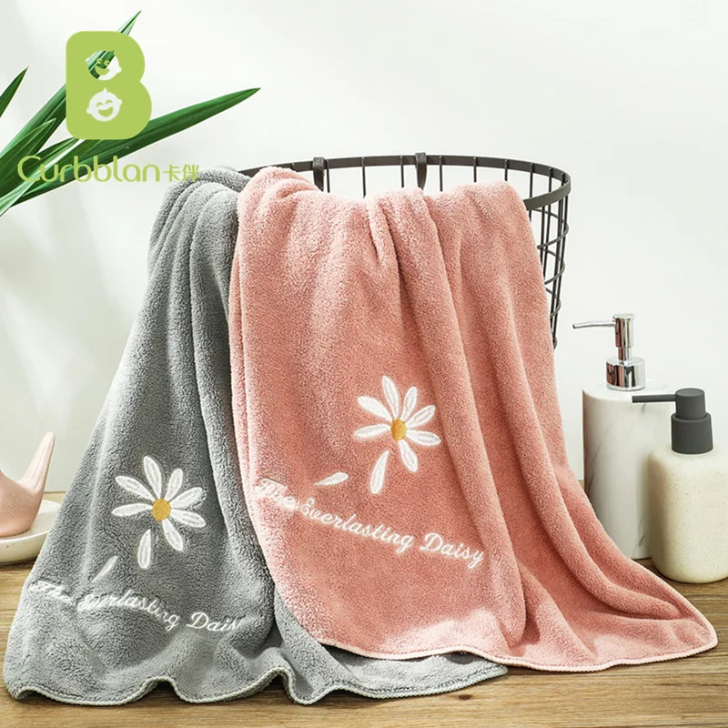 

Curbblan Little Daisy Letter Embroidery Microfiber Towel Adult Washing Bath Household Soft Absorbent Towels For Home 75x150cm