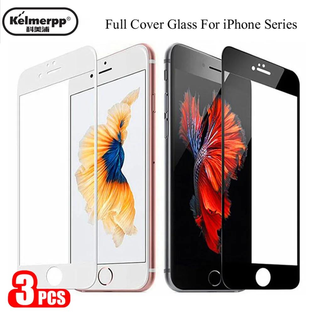 Черное покрытие с полным покрытием закаленное стекло для Iphone 7 8 6 6s Plus Защитная