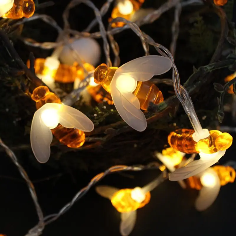 

10Leds 20Leds 40Leds Bee Shaped Led String Lights Fairy Lights Christmas Holiday Party Garden Decorative Battery Operated