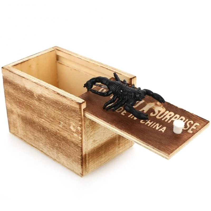 

April Fool's Day gift Wooden Prank Trick Practical Joke Home Office Scare Toy Box Gag Spider Mouse Kids Funny Gift