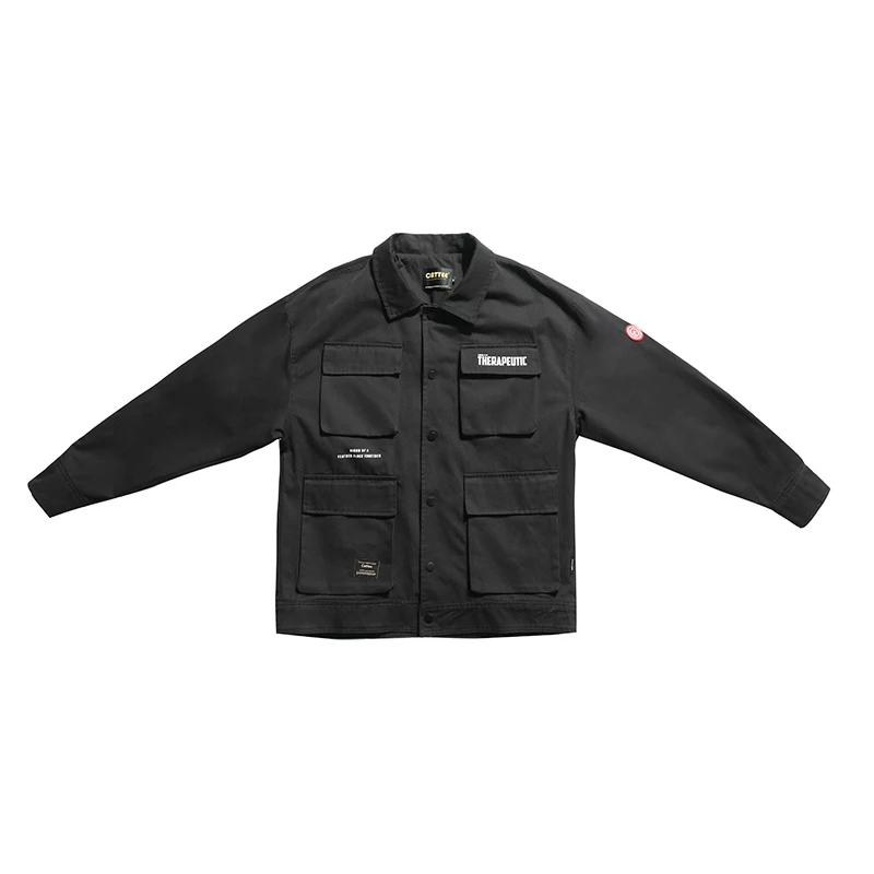 Четырехъядерным процессором карманы Для мужчин Куртка карго Chore пальто черный