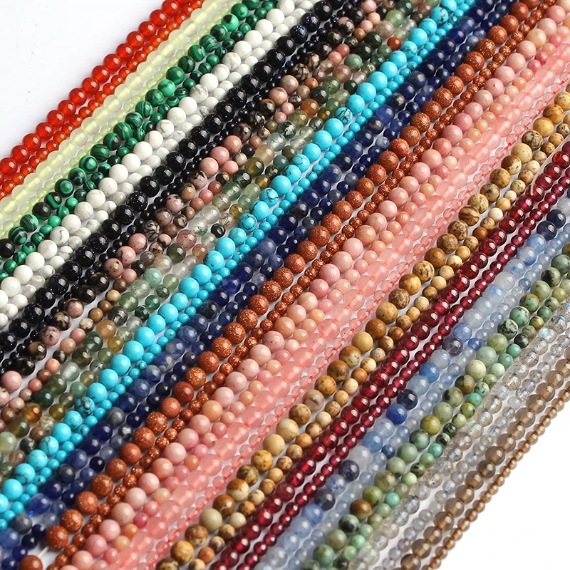 Круглые бусины из кварца Лабрадорита натуральная бирюза агата гранат 2 мм 3 для