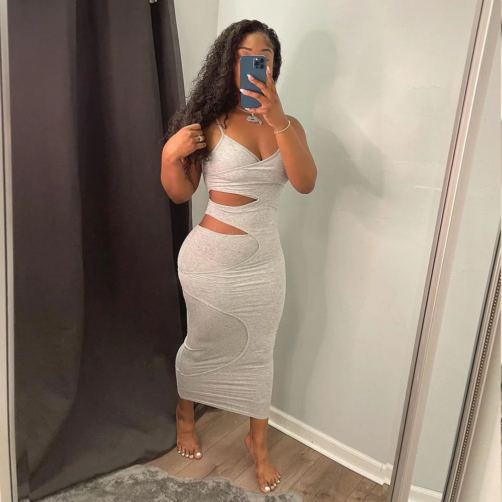 

Asymmetry Side Hollow Out Party Clubwear Dress Women Elegant Spaghetti Strap Backless Vestidos Summer Birthday Bandage Dresses