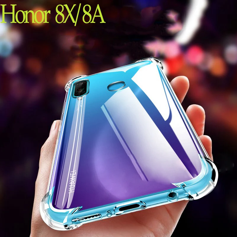honor 8x 8a чехол защитный на 8 x Мягкий Прозрачный Силикон ТПУ хонор a Хрустальный