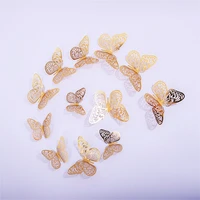 new 12 pc 3d hollow butterfly refrigerator sticker set wedding room wardrobe sticker self adhesive home decoration festive party