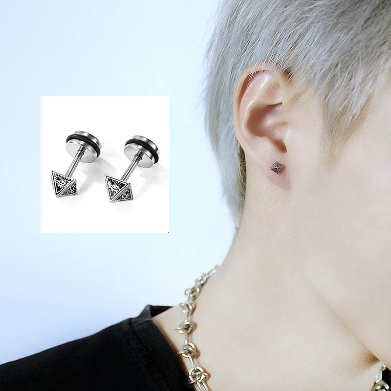 

Hip-hop street retro fashion trend Ear studs men and women’s titanium steel new earrings For boy girl Eye of the sun Ear Jewelry