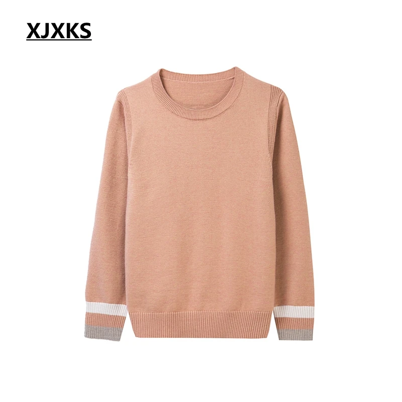 Пуловер женский кашемировый с круглым вырезом и длинными рукавами | Женская