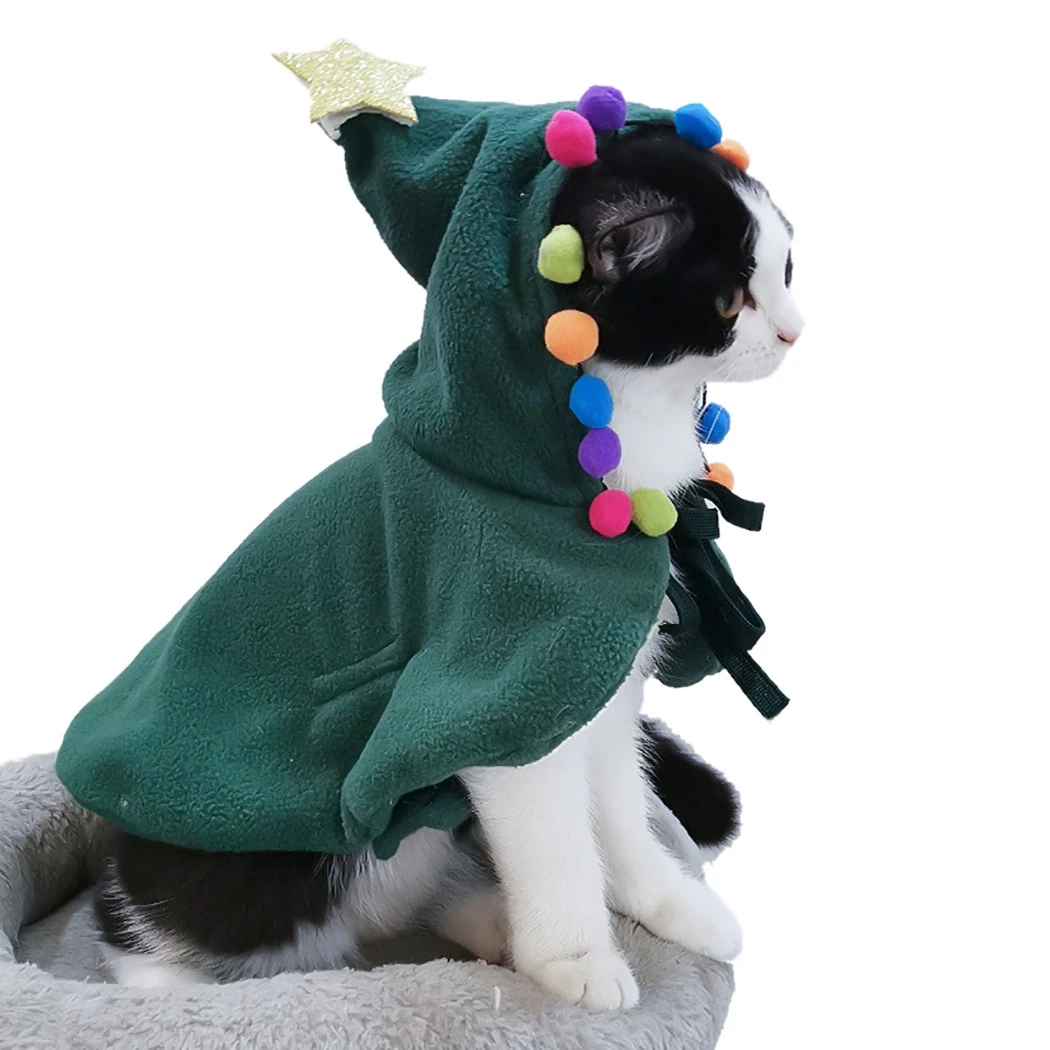 

Cat Dogs Cloak Cute Puppy Hooded Clothes Pet Cloak Hooded Festival Cat Costume Clothes Puppy Winter Outfit for Christmas