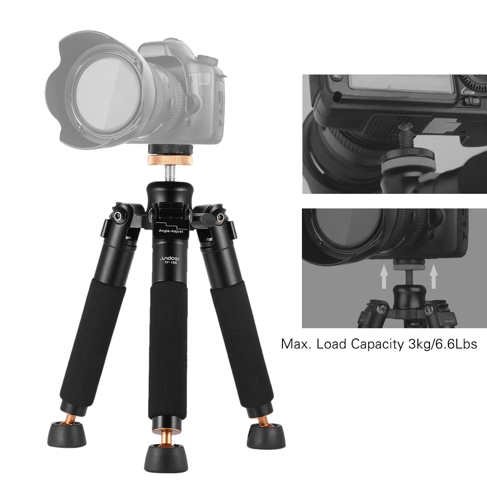 Andoer TP 166 Портативный настольного типа макро мини Алюминий штатив монопод стенд