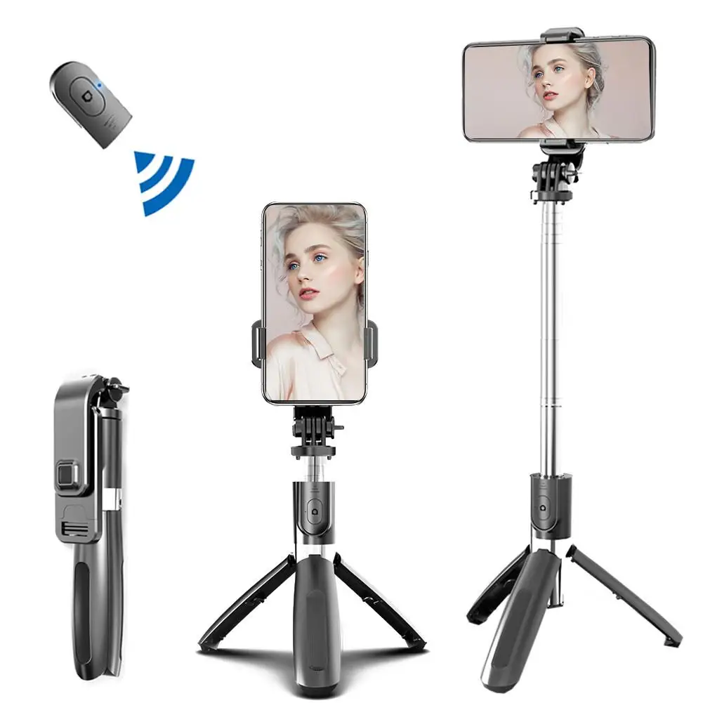 Trípode portátil con palo de Selfie para teléfono móvil, palo para tomar fotos, transmisión en vivo, recargable, Bluetooth, Control remoto