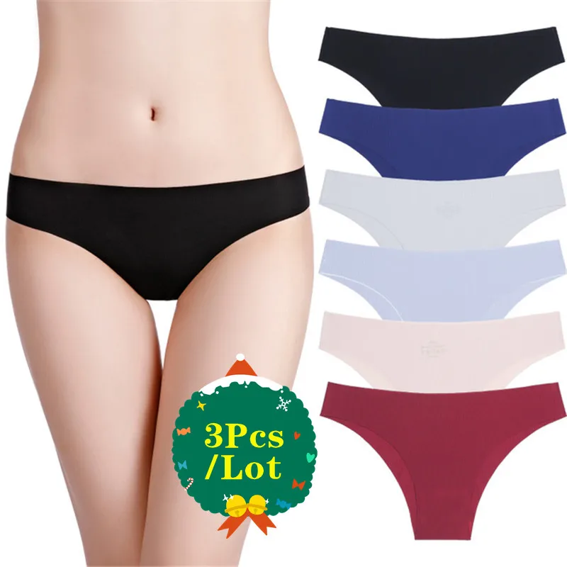 

3Pcs Seamless Women's Underpant Comfort Underwear Skin-friendly One-piece Briefs Women Sexy Low-Rise Panty Plus Size Lingerie