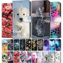 Flip Phone Case For Redmi Note 10 9 Pro 9S 10S 4G 5G Redmi 9A 9C Kids Phone Bags Cat Tiger Flower Card Slot Magnetic Wallet D08F