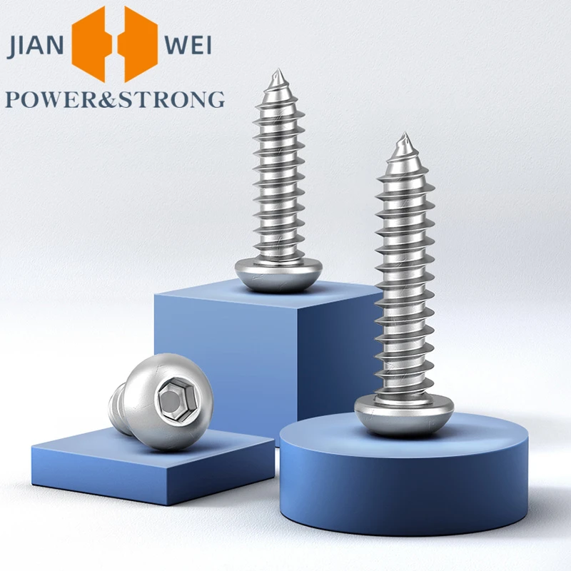 

M2 M2.5 M3 M3.5 M4 M5 M6 304 Stainless Steel Round Head Hexagon Socket Self-Tapping Bolts Drywall Tapping Screws 50/20/10pcs
