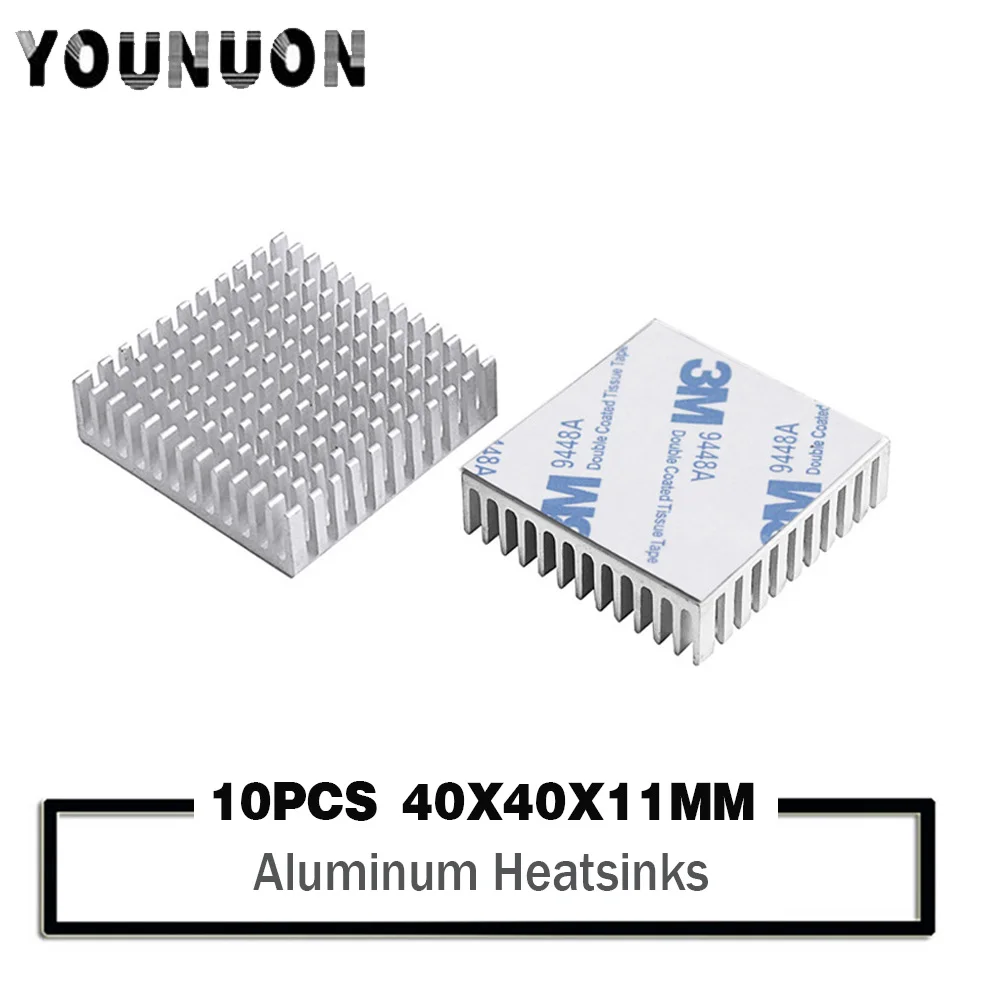 Алюминиевый радиатор YOUNUON 40 мм 40x40x11 10 шт. охлаждения для электронного чипа IC