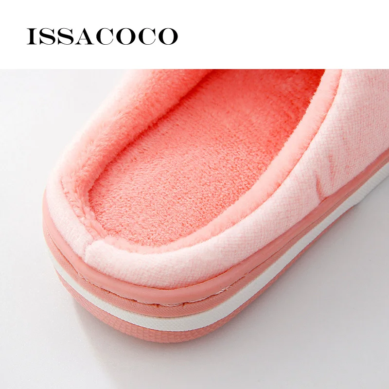 ISSACOCO/зимние тапочки; мужские Нескользящие хлопковые плюшевые теплые домашние тапочки; мужские домашние тапочки на плоской подошве; мужские тапочки; Pantuflas