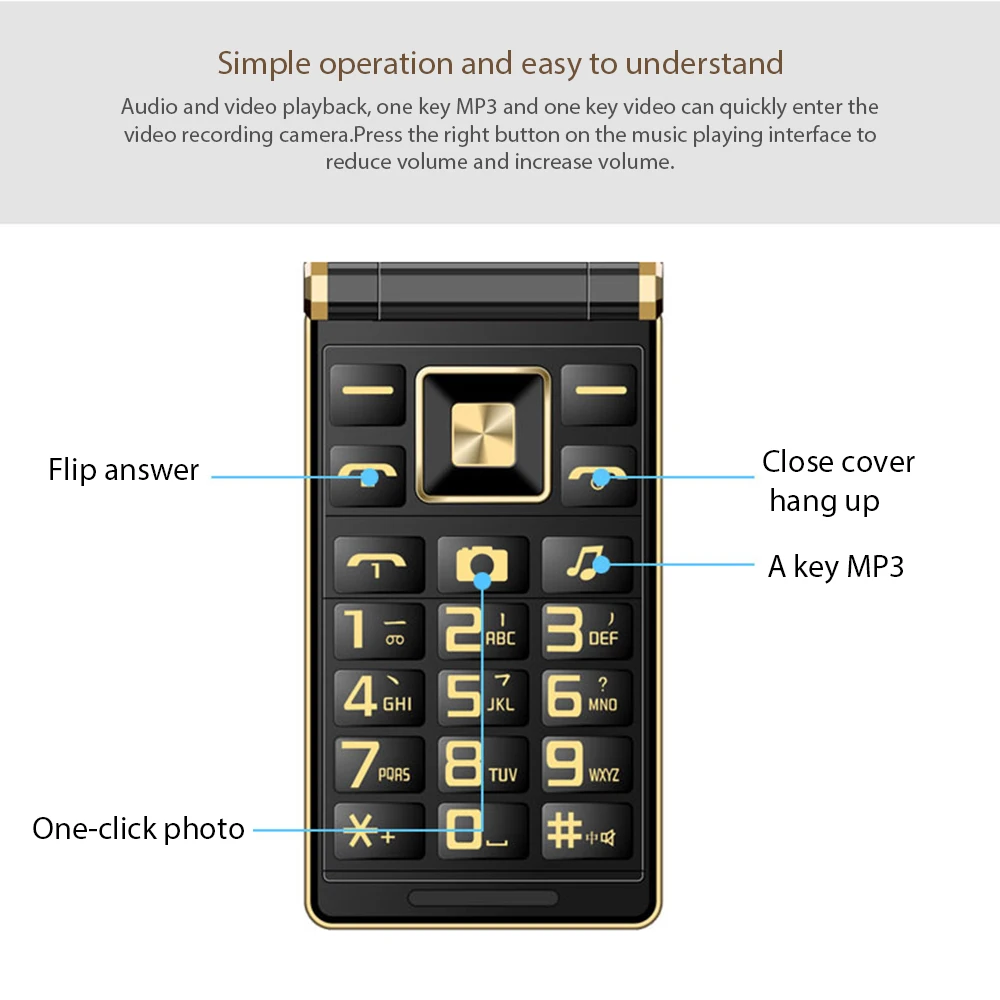 

A15 Flip Phone 3.0 Inch Dual Screen Flashlight Handwriting Dual Card Business Mini Touch Mobile Phone For MP3 MP4