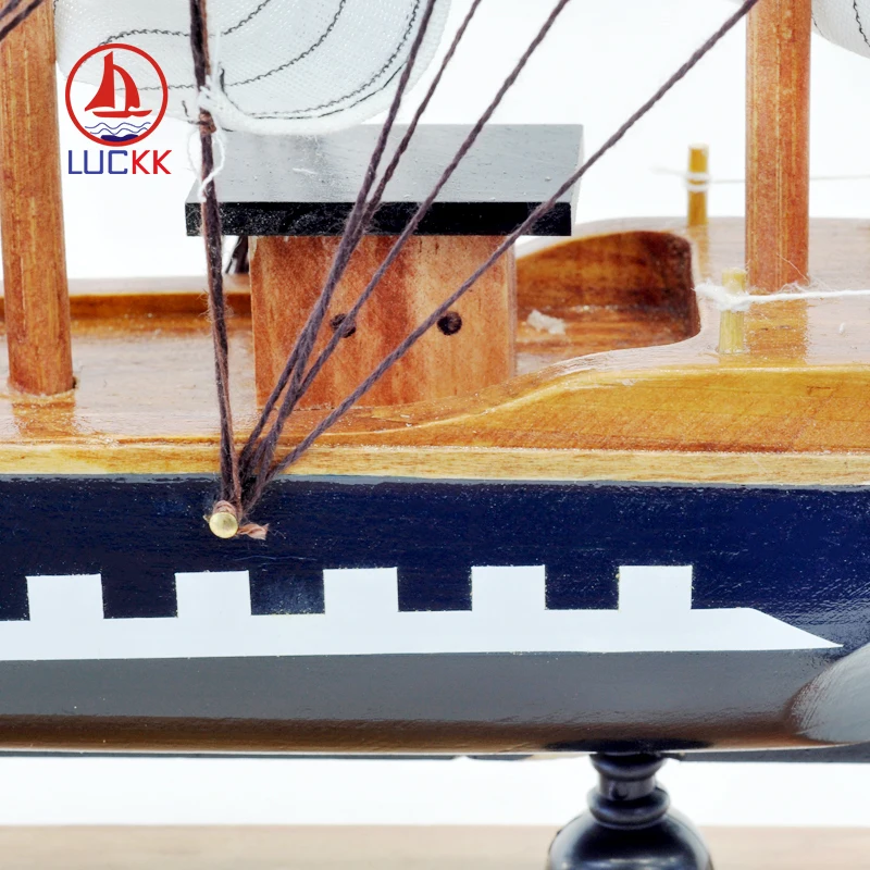 

LUCKK Smooth Sailing White Wooden Sailboat Model 40*6.5*34cm Home Decoration 2020 New version Model Gift for Children and Adult