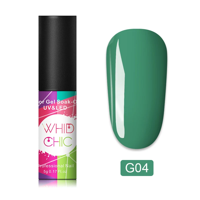 G04 WHID CHIC 1 бутылка 5 мл Блестящий цветной Гель-лак для ногтей Блестящие Блестки долговечный впитывающий УФ-гель для ногтей для самостоятельного дизайна ногтей - Цвет: G04