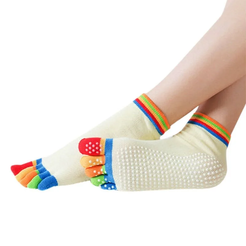 

Pair of Yoga Pilates Massage 5 Toe Anti Slip Socks, One Size Sockings Fashion AU