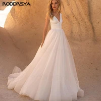 roddrsya simple wedding dress open back satin organza bride dresses v neck a line beach bride gowns