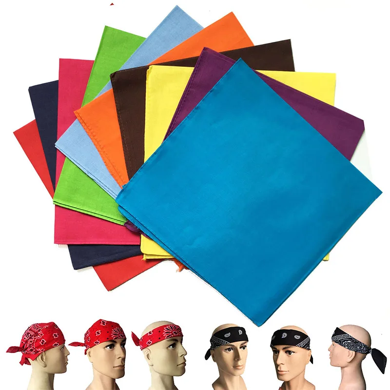 Высококачественный однотонный хлопковый бандана в стиле хип хоп квадратный шарф