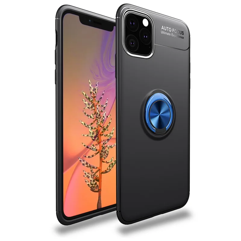 Black and Blue Для Apple iPhone 11 Pro Max XR XS MAX X кольцо держатель резиновый мягкий чехол для iPhone XS Max XR X 8 6s 7 Plus 6 Coque - Цвет: Black and Blue