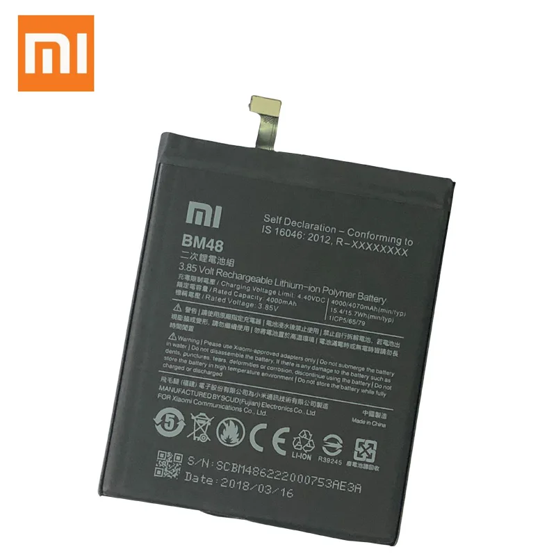 Оригинальный аккумулятор для телефона Mi Note2 Аккумулятор Xiaomi Note 2 BM48 батареи в
