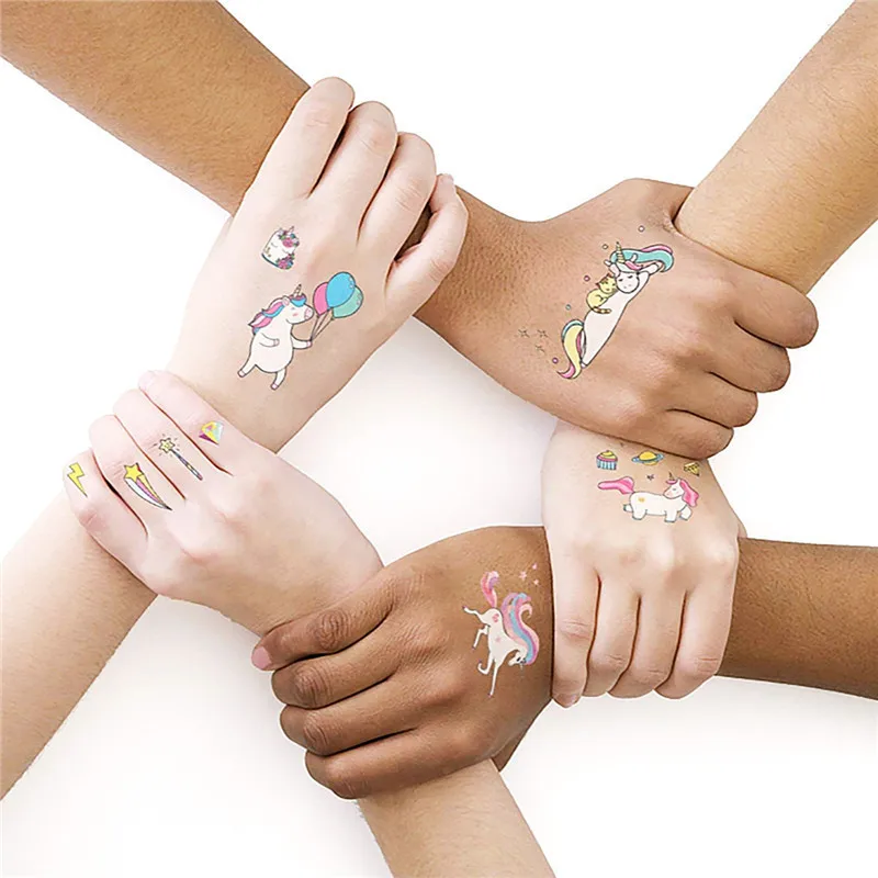 Новинка 2018 милая Временная тату наклейка в виде единорога облака радуги