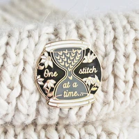 one stitch at a time hard enamel pin fashion simple hourglass plant brooch badge lapel backpack pins decor knitting lover gift