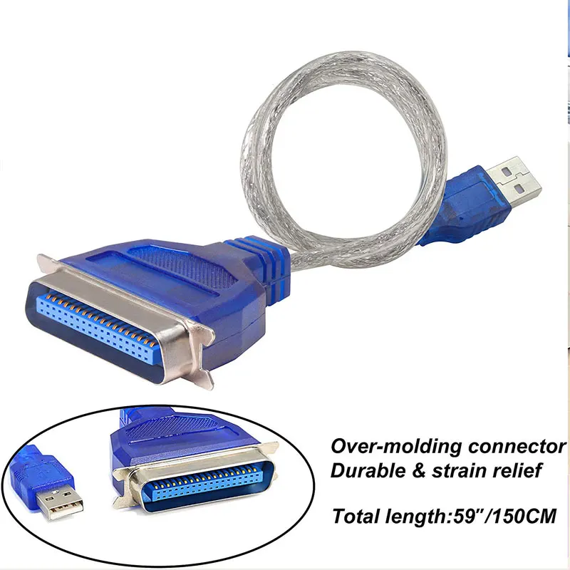 Кабель преобразователь LPT с USB на DB36 портом мама для параллельного принтера