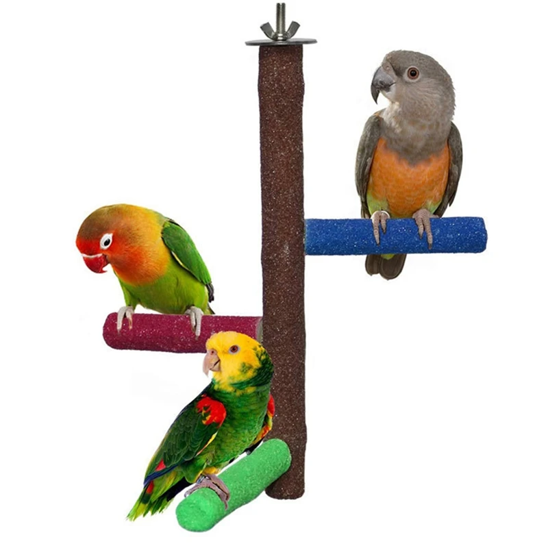 

Natural Wood Stand Parakeet Toys Bird Cage Accessories For Parrots Conure Supplies Budgie Platform Hanging Multi Branch Perch