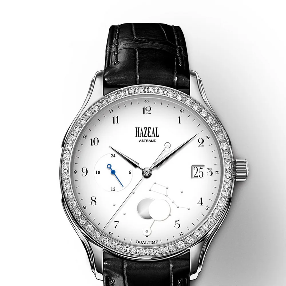 Часы наручные мужские водонепроницаемые роскошные деловые с кожаным ремешком