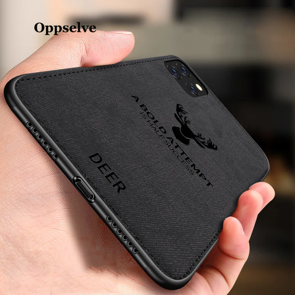 Чехол для Телефона iPhone 12 11 Pro X XR XS MAX Ультратонкий холщовый чехол с тиснением в