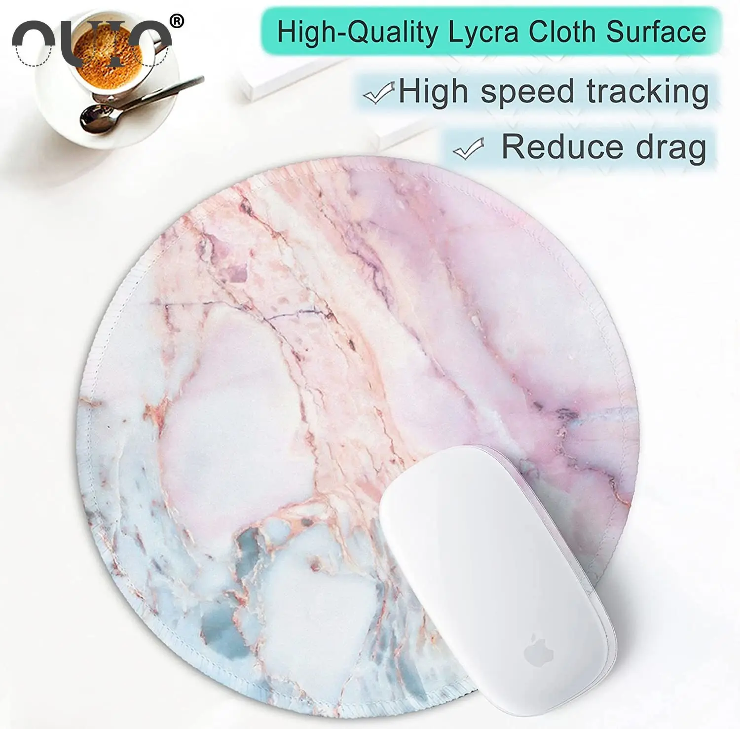 Marble Round Mouse Pad Pink Custom Texture Washable Non-slip Rubber Base Small 200X200X2MM | Компьютеры и офис