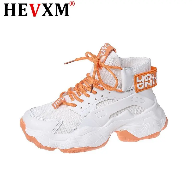 

2020 High Top Sock Breathable Sneakers Autumn Spring Womens Shoes PU Chunky Ladies Shoes White Sneakers Soft Lightweight
