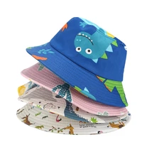 2020 new bucket hats hat boys kids hat baby dinosaur cartoon summer sun cotton girls toddler cap print