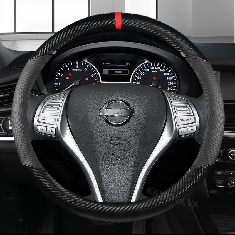 

Чехол на руль из углеродного волокна для Nissan Qashqai Juke Primera Versa Almera Terrano Kicks March Murano 350z Terrano NV200