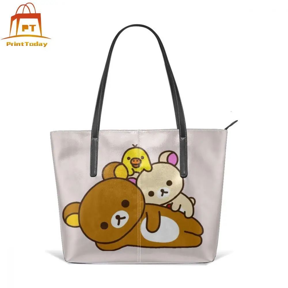 Сумка тоут Rilakkuma с ручками для путешествий модная вместительная кожаная сумочка