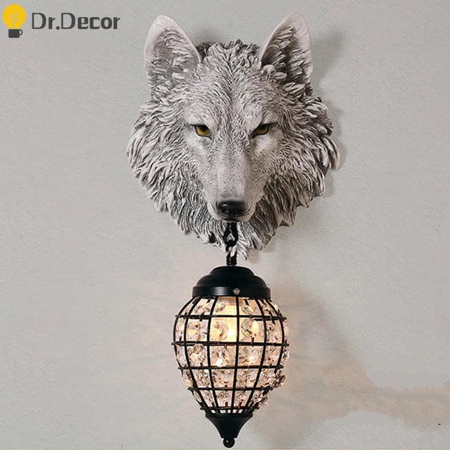 Винтажный домашний декор кухонная настенная лампа волк художественный