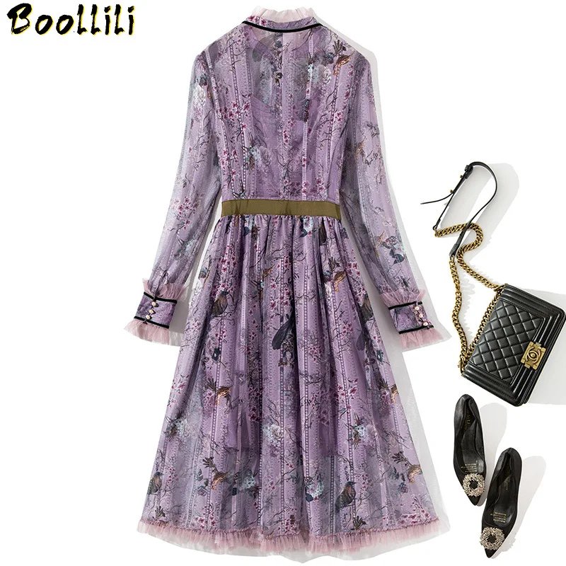 Винтажное элегантное Сетчатое платье женская одежда весеннее миди с длинным