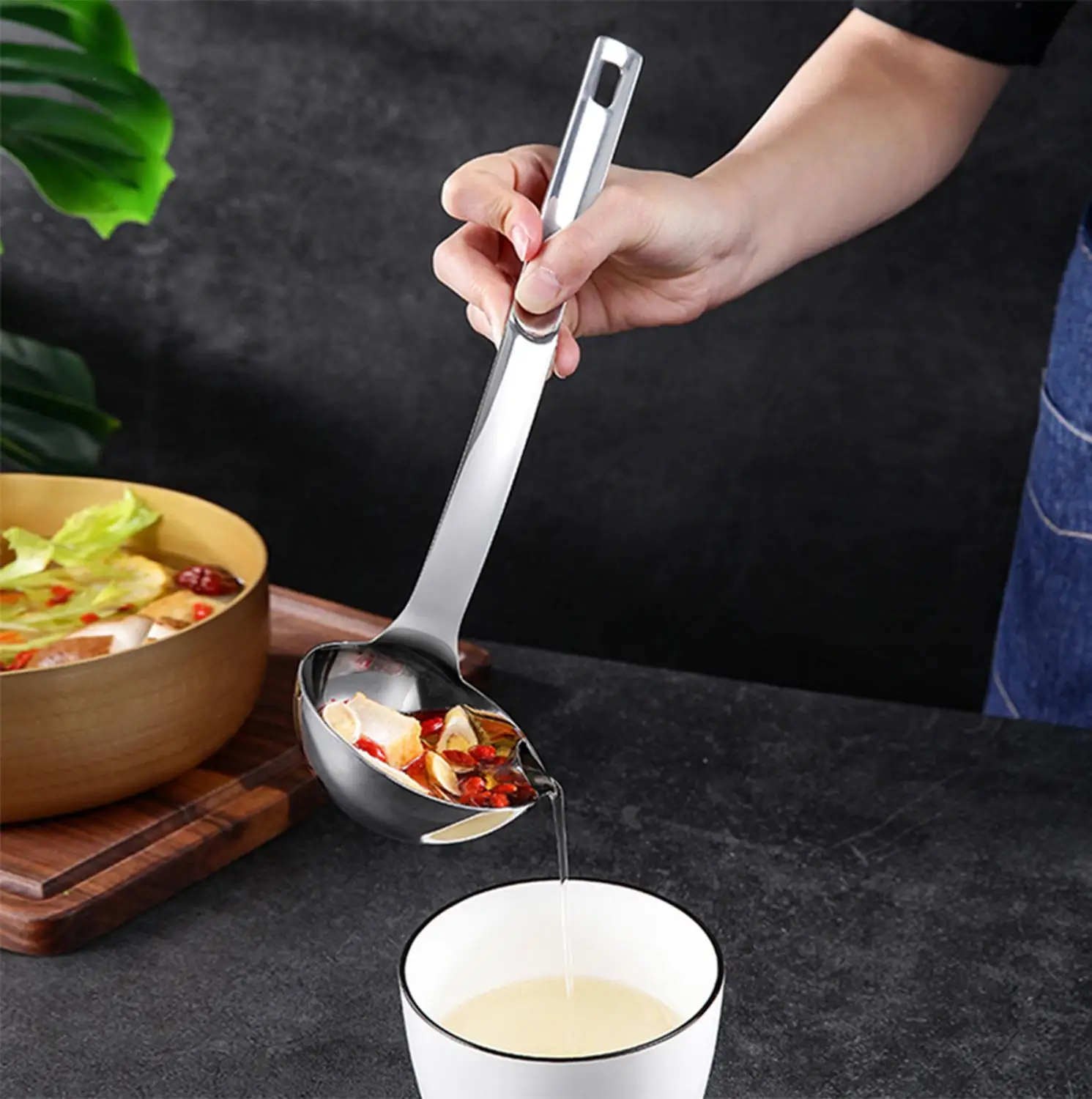Stainless Steel Oil Filter Soup Spoon Long Handle Cooking Ladle Colander Tools Kitchen Supplies Home Gadgets | Дом и сад