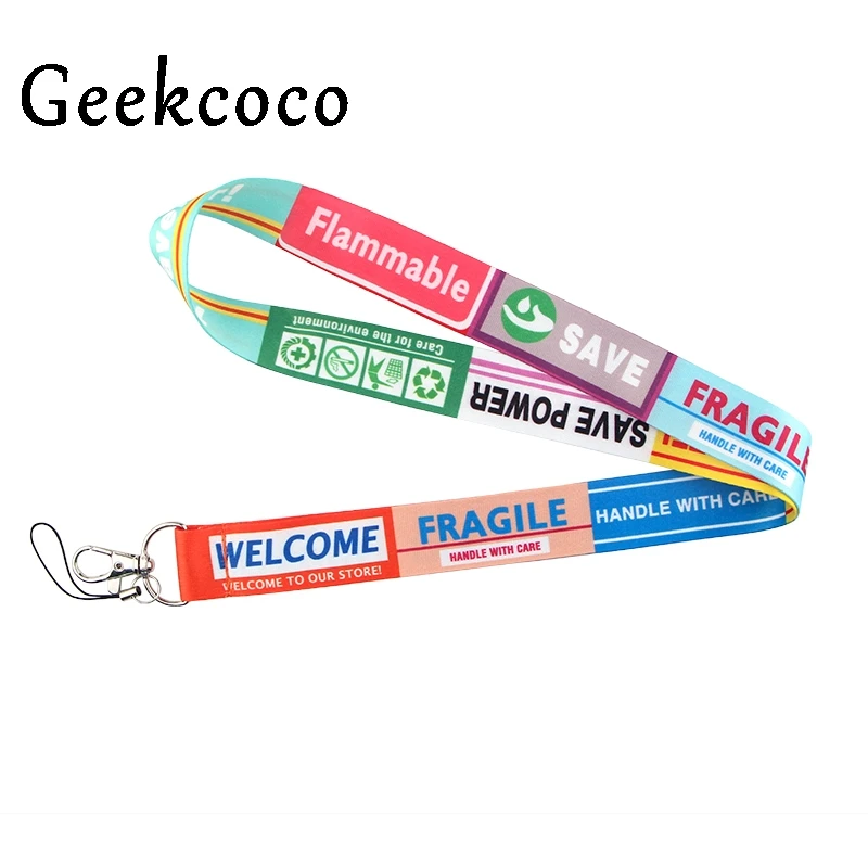 

Warning Sign Lanyards Cool Neck Strap Phone Keys ID Card Holder Lanyard For Keys DIY Hang Rope Lanyards J0643